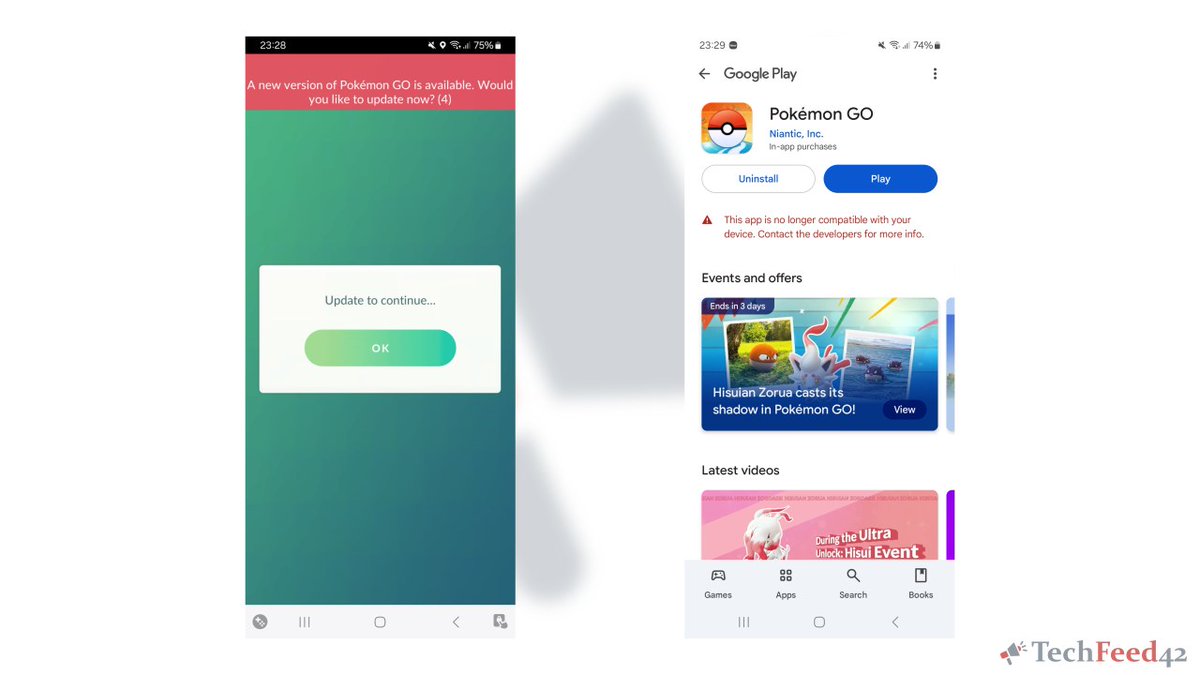 TechFeed42's tweet image. 📱 Pokemon Go no longer works on my Android
My niece&apos;s newer Android 📲 can&apos;t run Pokemon Go 🎮 anymore because of a 32-bit issue 😔. Years of progress… gone.
techfeed42.com/pokemon-go-no-…
#Techfeed42 #PokemonGo #Android #gaming