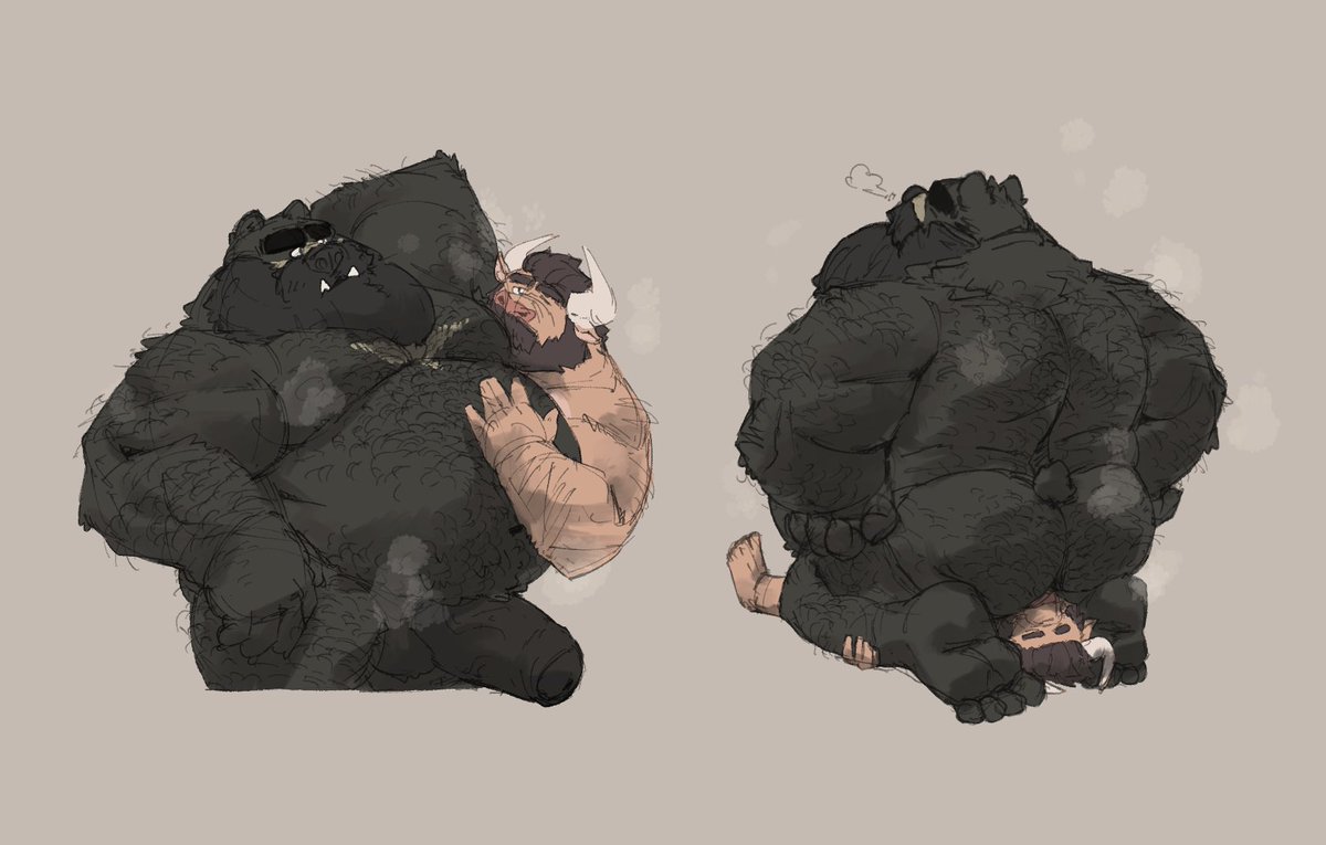 No wonder this lil bull love my strong bear scent, gotta make him beg for more of my smell hehe... I can't help but love being loved