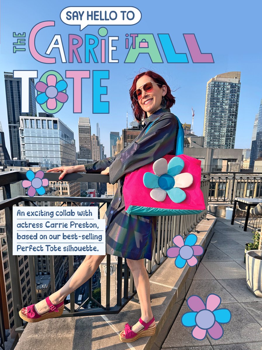MokuyobiThreads's tweet photo. The Carrie It All Tote is here! Our exciting collab with actress, Carrie Preston, based on our fan-fave Perfect Tote, now with extra plush personality! Limited edition. Made in Los Angeles. Read more on the https://t.co/uFpCDsUXdS Shop now at https://t.co/AnzMQ4Yc6N! https://t.co/T3iQir5Ktr