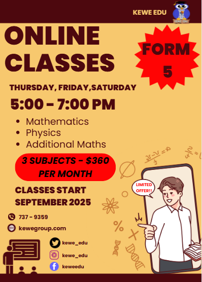 kewe_edu's tweet photo. Form 5 Online Classes for CSEC Mathematics, Physics and Additional Mathematics 2025. #math #physics #trinidadandtobago #addmaths https://t.co/Oh7X79AELZ