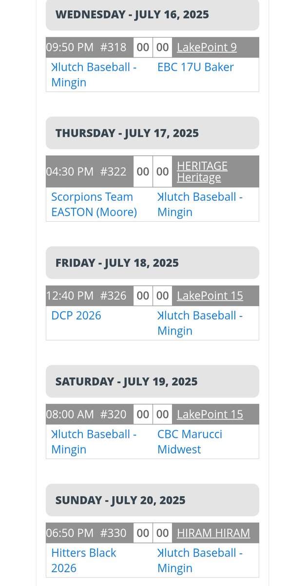 ๊lutch Baseball (@klutchllc) on Twitter photo 17u Mingin Schedule for the <a href="/PBRTournaments/">Prep Baseball Tournaments</a> National Championship.
Pitching Rotation will be released tomorrow.
Got a Bunch of Uncommitted 26s and a couple 2027s available for August 1st! 17u Mingin Schedule for the <a href="/PBRTournaments/">Prep Baseball Tournaments</a> National Championship.
Pitching Rotation will be released tomorrow.
Got a Bunch of Uncommitted 26s and a couple 2027s available for August 1st!
