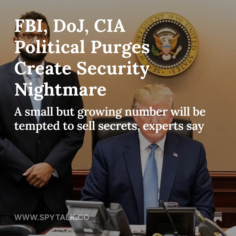 Jeff Stein (@spytalker) on Twitter photo FBI, DoJ, CIA Political Purges Create Security Nightmare, by <a href="/SpyTalker/">Jeff Stein</a> spytalk.co/p/fbi-doj-cia-⦠FBI, DoJ, CIA Political Purges Create Security Nightmare, by <a href="/SpyTalker/">Jeff Stein</a> spytalk.co/p/fbi-doj-cia-ā¦