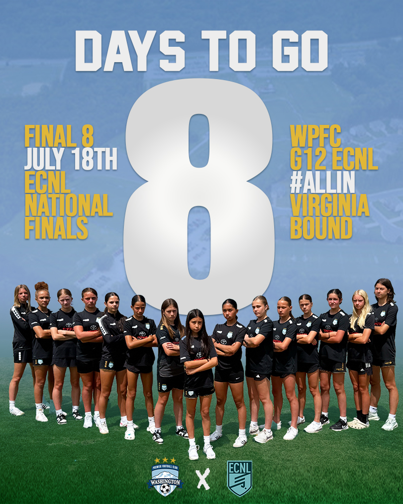 WAPremier's tweet image. 8 DAYS for our G12 ECNL Girl's until they kickoff in Richmond, VA for their first game of the ECNL National Finals ⚽ Fresh off an UNREAL run at the ECNL National Playoffs in San Diego, this squad is back, locked in, and ready for finals 🏆
Let's go ladies!!
#alwayspremier