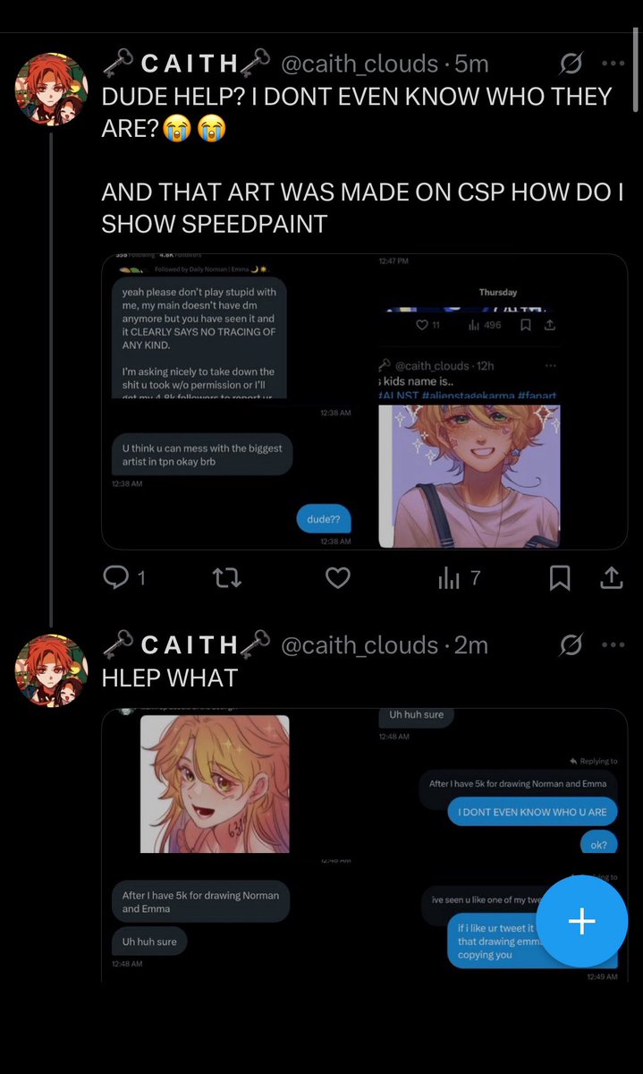 DRAMA 🚨 ‼️ #tpn #thepromisedneverland #noremma 

The popular artist <a href="/parfaitrine/">Aria⁷ (ia)</a> seemingly ATTACKED a small artist by the name of @caith_clouds. The tweets have now been deleted likely due to threats from Aria.