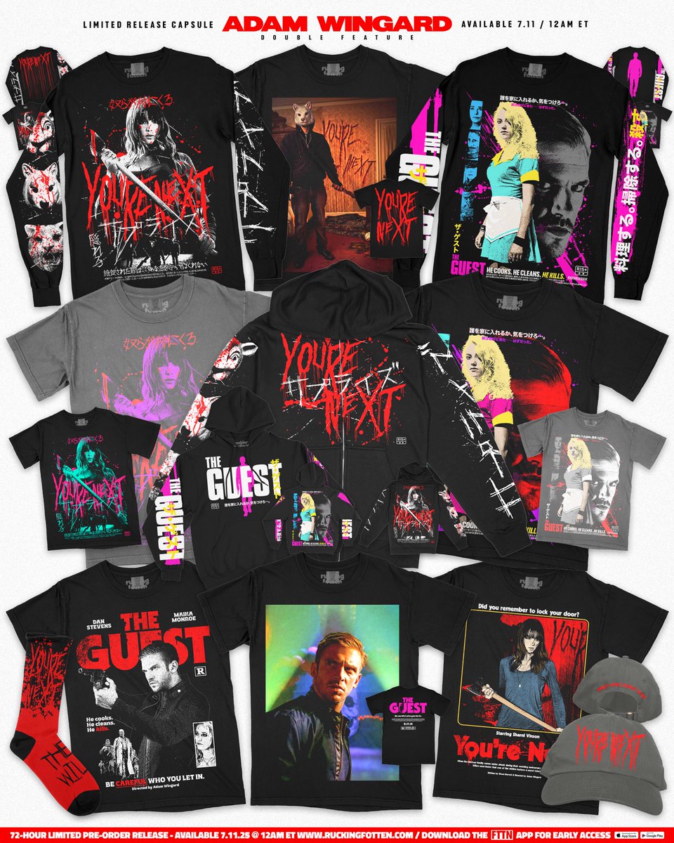 Ruckingfotten's tweet image. Presenting our officially licensed #AdamWingard double feature capsule featuring #YOURENEXT & #THEGUEST!
Releasing TONIGHT 7.11 @ 12AM ET / Early access available @ 11:30PM ET exclusively on the FTTN App.
Limited 72-hour release, pre-orders end SUNDAY 7.13 @ 12AM ET