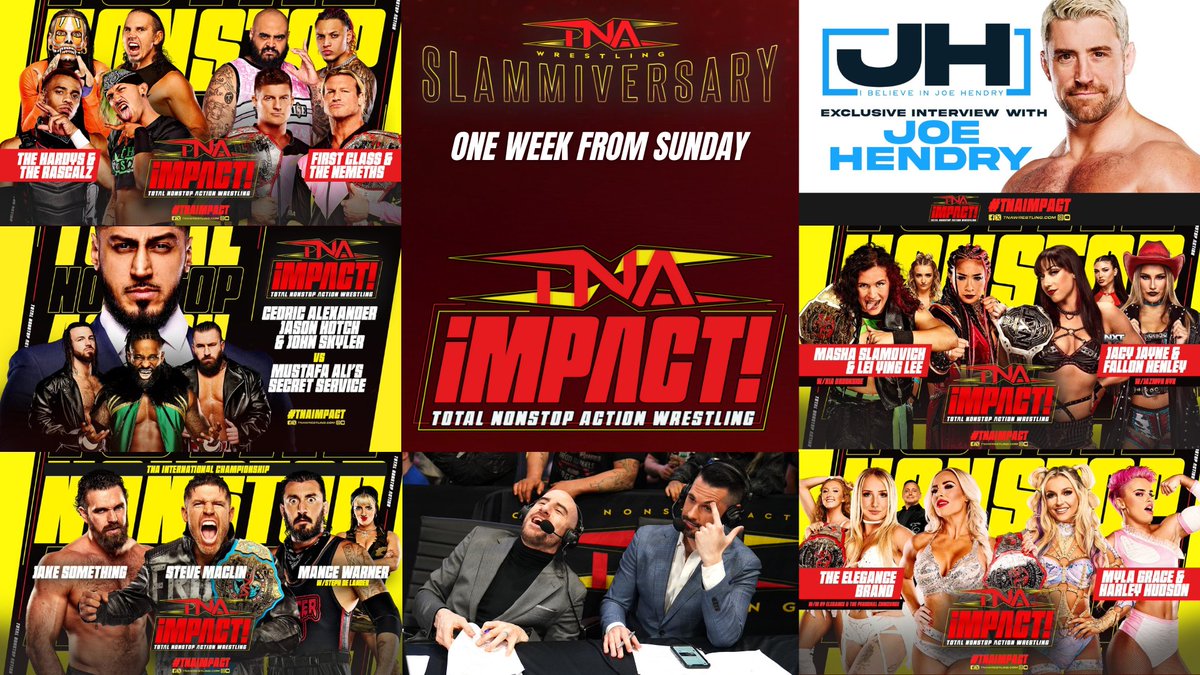 TNA iMPACT is live NOW! 

- Huge 8 man tag match
- Ali and Cedric Alexander clash!
- NXT's Fatal Influence in action!
- TNA International Title on the line! 
...and MORE!

COUNTDOWN TO SLAMMIVERSARY!

📺 <a href="/AXSTV/">AXS TV</a> 
 🇨🇦  <a href="/Sportsnet/">Sportsnet</a> 
🌎 <a href="/TNAPlusApp/">TNA+</a> 

#TNAiMPACT #TNASlammiversary