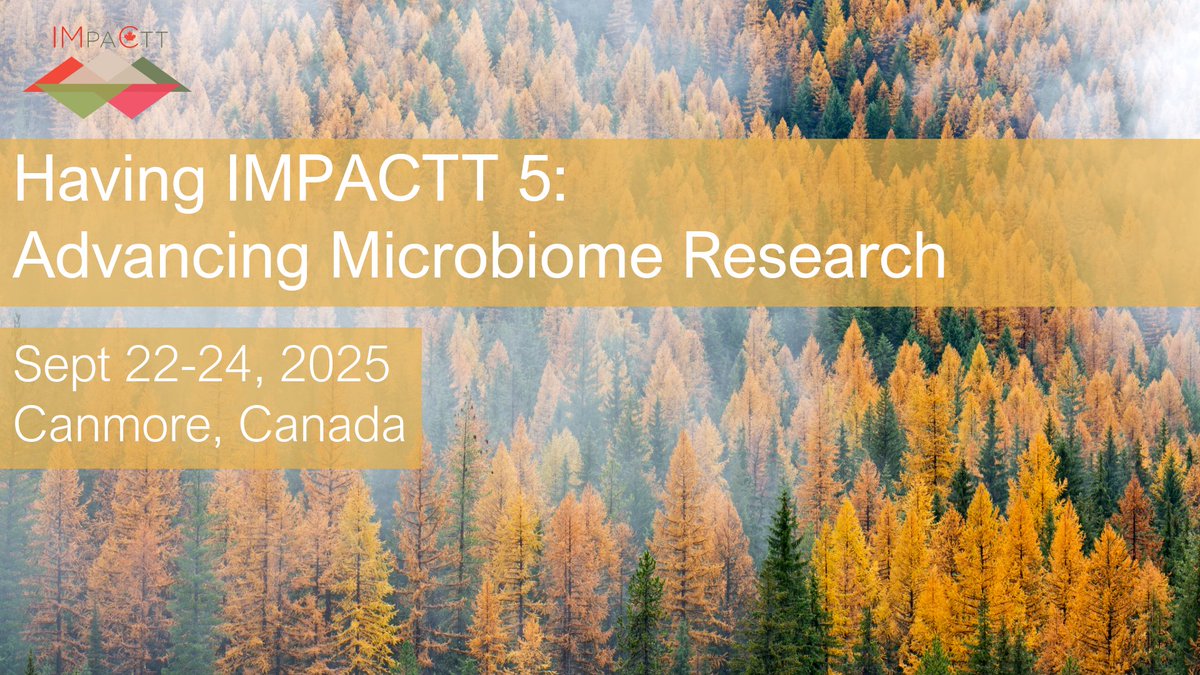 IMPACTT_Canada's tweet image. Fun fact: #HavingIMPACTT2025 is taking place during larch season! Larch trees are a deciduous conifer, and in the fall the larches around Canmore will turn golden and make for some spectacular viewing. You won't want to forget your hiking boots for this #microbiome #conference!