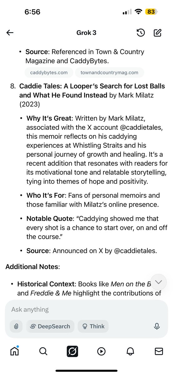 I saw <a href="/elonmusk/">Elon Musk</a> tweet that Grok 4 is pretty smart, so I asked it what the best books related to caddying are. 

As more improvements are made, I think this one will move up even higher on the list 😂😜😇✌️

caddietales.co/collections/b