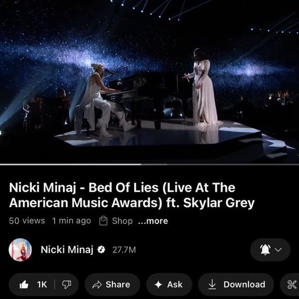Stats of Minaj (@statsofminaj) on Twitter photo .<a href="/NICKIMINAJ/">Nicki Minaj</a> has released her 2014 American Music Award’s “Bed Of Lies” performance on YouTube
Watch Here: youtu.be/X3Uk9oIGixw?si… .<a href="/NICKIMINAJ/">Nicki Minaj</a> has released her 2014 American Music Award’s “Bed Of Lies” performance on YouTube
Watch Here: youtu.be/X3Uk9oIGixw?si…