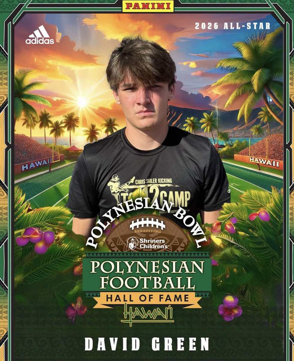 Chris Sailer Kicking (@chris_sailer) on Twitter photo Chris Sailer Kicking is proud to announce the selection of <a href="/David12Green27/">DavidGreenKicking</a> as the 1st Kicker for the 2026 <a href="/polynesiabowl/">POLYNESIAN BOWL</a>.
The <a href="/UNCFootball/">Carolina Football</a> commit is a tremendous talent. Big things ahead! Enjoy paradise! #TeamSailer #TOP12 Chris Sailer Kicking is proud to announce the selection of <a href="/David12Green27/">DavidGreenKicking</a> as the 1st Kicker for the 2026 <a href="/polynesiabowl/">POLYNESIAN BOWL</a>.
The <a href="/UNCFootball/">Carolina Football</a> commit is a tremendous talent. Big things ahead! Enjoy paradise! #TeamSailer #TOP12