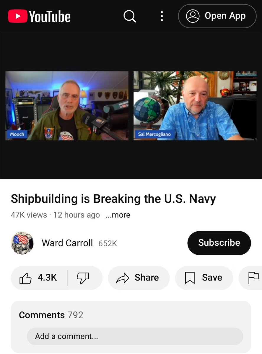 Kevin Miller Author (@kevinmillerauth) on Twitter photo Outstanding episode from Ward Carrol with expert guest <a href="/mercoglianos/">Sal Mercogliano (WGOW Shipping) 🚢⚓🐪🚒🏴☠️</a> Twelve years from keel to commissioning is unsat, but at least it’s not 19 yrs from contract signing to first F-35C deployment.
Time for the SOB’s like King in WWII to fix this, but I’m not sure we have any. Outstanding episode from Ward Carrol with expert guest <a href="/mercoglianos/">Sal Mercogliano (WGOW Shipping) 🚢⚓🐪🚒🏴☠️</a> Twelve years from keel to commissioning is unsat, but at least it’s not 19 yrs from contract signing to first F-35C deployment.
Time for the SOB’s like King in WWII to fix this, but I’m not sure we have any.