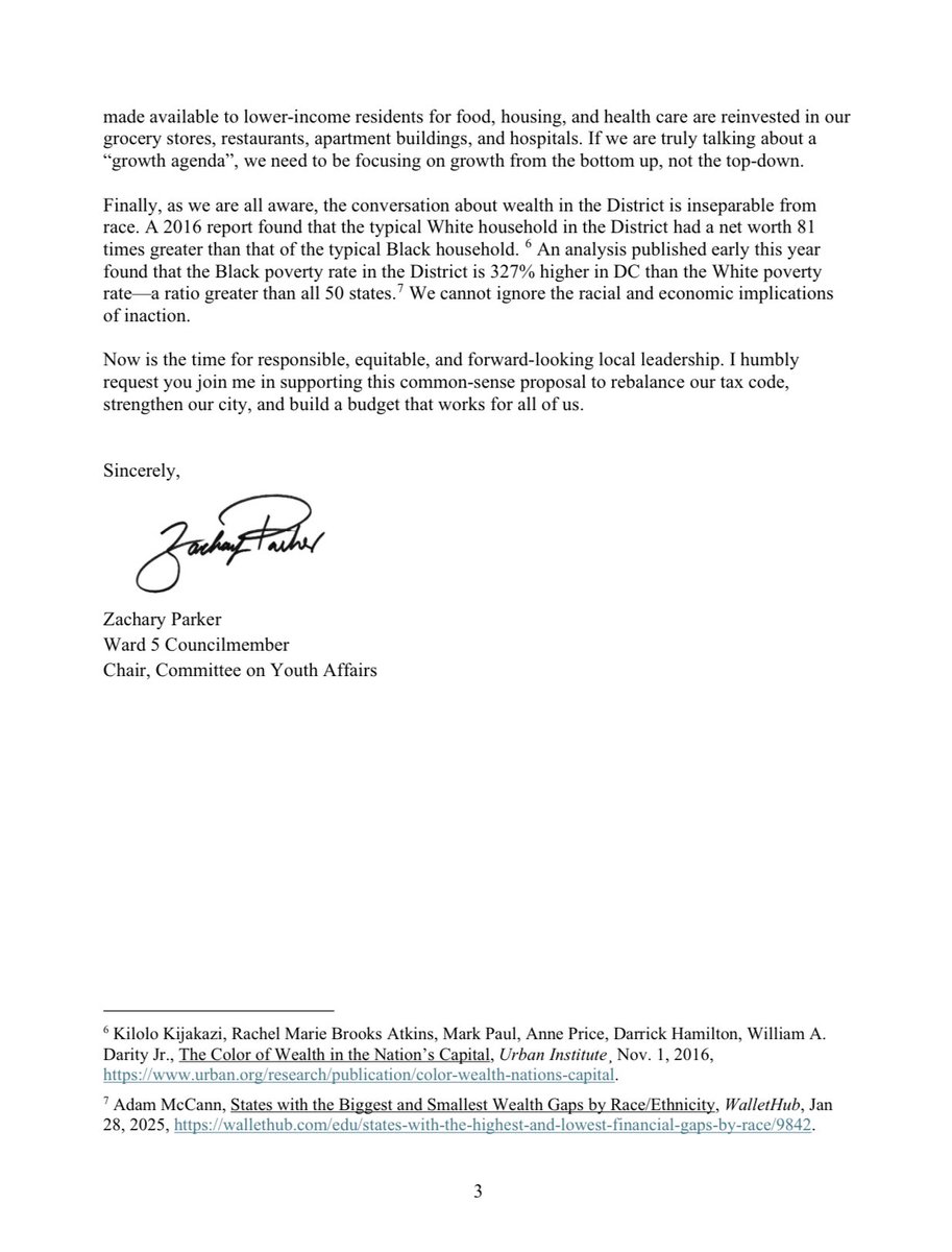 CMZParker5's tweet image. Today, I shared a letter with my colleagues proposing a modest capital gains surcharge in the FY26 budget.
This targeted approach would help fund vital programs and make our tax system more equitable. We must invest in a fairer future for all District residents.