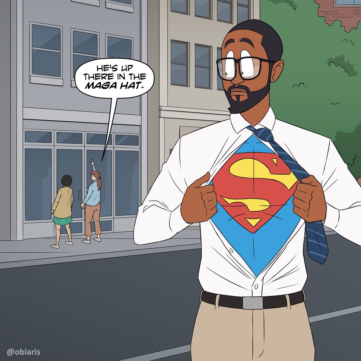 PatrickAbrazos's tweet photo. Un progre yanqui hizo un superman racializado que deja morir a alguien por llevar la gorra de Trump.

En mi opinión, es un dibujo poco realista.

Todos sabemos que si un racializado tuviera esos poderes estaría robando para comprar fentanilo. https://t.co/ATf5wEDSjb