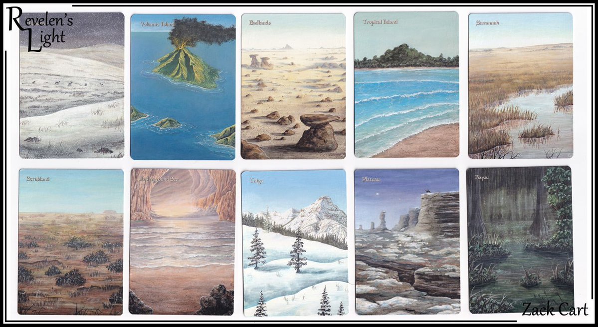 Revelens_Light's tweet image. Full set of dual land alters. With all the many, many duals I've painted over the past decade, this is the first set of full extensions I've ever done. Also the first full extension I've done on some of the individual cards. Neat project!
(Commission - NFS -…
