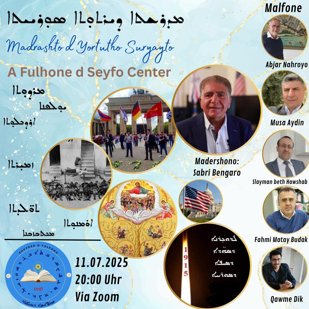 I will briefly speak about the Seyfo Center's activities, challenges, and achievements. The session will be live, and you're welcome to share your comments and questions.

Join us at 8 PM Central European Time.