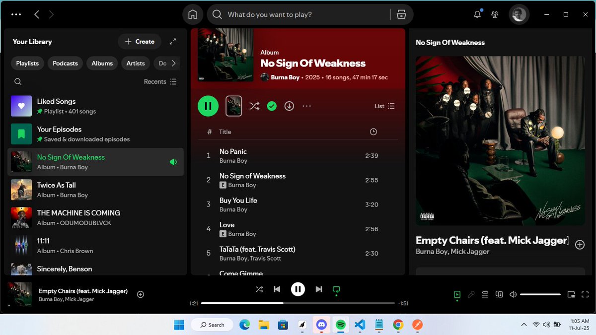 Patiently waited for #EmptyChairs and I wasn't disappointed! God bless you <a href="/burnaboy/">Burna Boy</a>  for this body of work!
OD! drop the #MACHINE pls....
