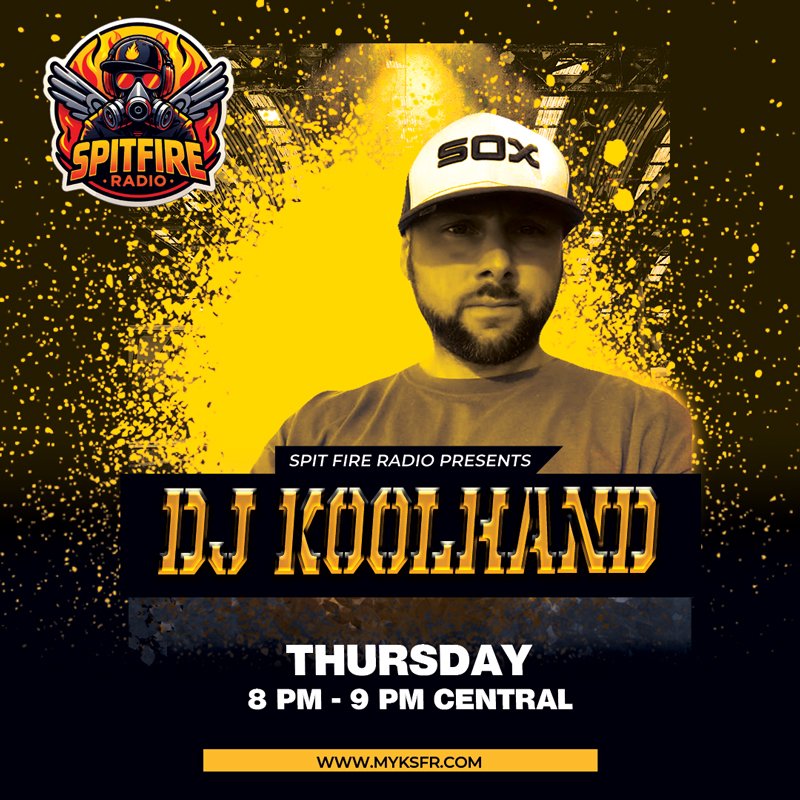 SpitFireRadio_'s tweet image. Tonight at 8PM Central
Listen at myksfr.com and spitfireradio.com
Catch the ultimate Hip-Hop vibes every Thursday night at 8pm Central! 🎧 @DJKoolhand is bringing the heat with his legendary Halftime Mix Show on Spit Fire Radio.