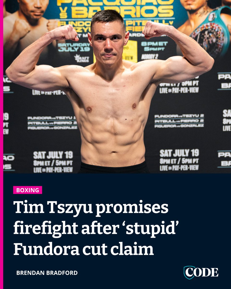 codecombatau's tweet image. Sebastian Fundora’s comments about Tim Tszyu’s cut after their face off last year has the Aussie hot under the collar and promising to ‘punish’ his American rival in their world title rematch.

▶ bit.ly/3TyxYgk