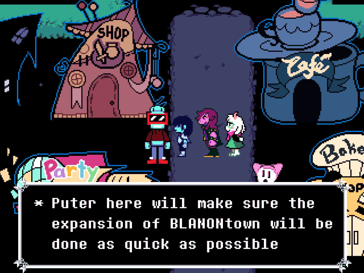 I dont see many people talk about Puter, he's the main reason why your Castle Town is expanding so much.
Sure, in Castle Town he is in a bit of an annoying spot, but he still seems like a fun little character. Maybe he's conected to Queen somehow? Not sure.
#DELTARUNE