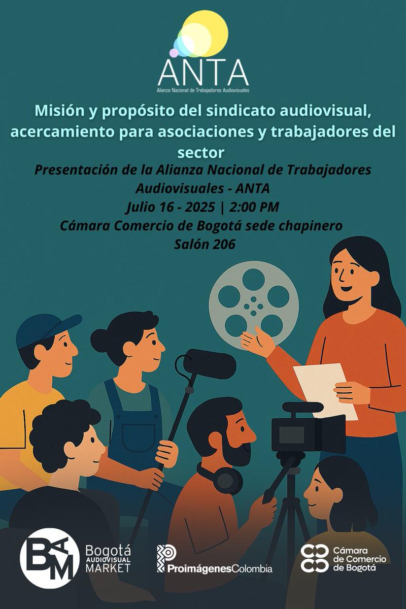 Sector Audiovisual colombiano, los esperamos este miércoles 16 de julio, tendremos una charla en el <a href="/BAM_Bogota/">Bogotá Audiovisual Market</a> , <a href="/camaracomerbog/">Cámara de Comercio de Bogotá</a> sede chapinero. Una charla dirigida a asociaciones, representantes en las regiones y trabajadores 🎬