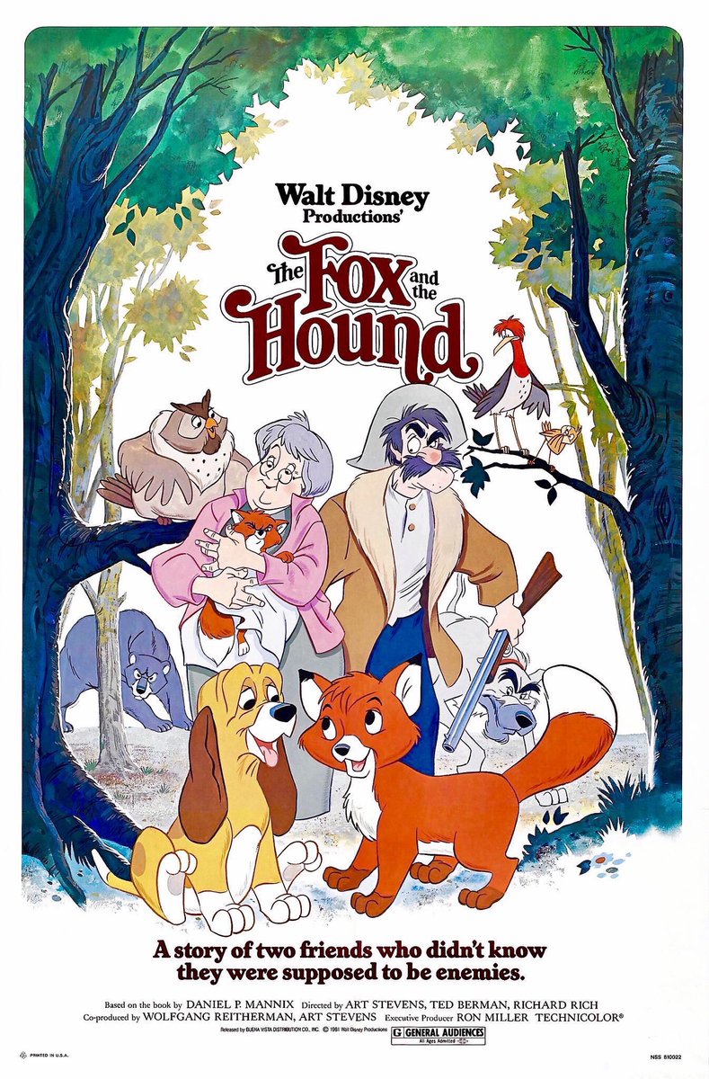 FilmNewsNos's tweet photo. 🎬MOVIE HISTORY: 44 years ago today, July 10, 1981, the movie ‘The Fox and the Hound’ opened in theaters!
#MickeyRooney #KurtRussell @Corey_Feldman #KeithMitchell #PearlBailey #JackAlbertson #SandyDuncan #JeanetteNolan #PatButtram #JohnFiedler @Disney https://t.co/RudQLItRzp