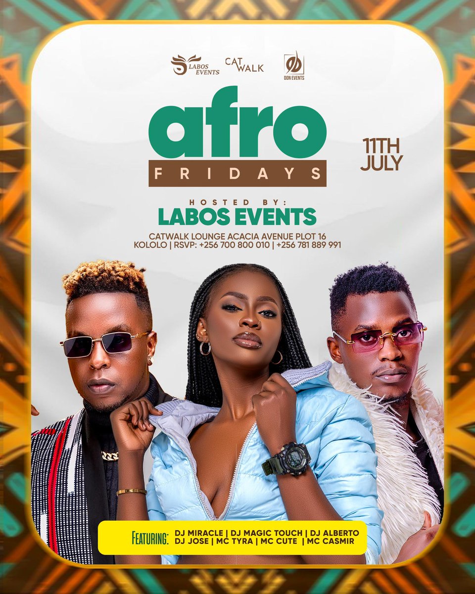 CatwalkKla's tweet image. Afro Friday welcome to the new month let’s party until we let go @djmiracle_bigtalent @dj_magic_touch_ug @deejay_jose256 @mr43effect @ester_tyra @mccute94 @mccasmir hosted by @labos_events_