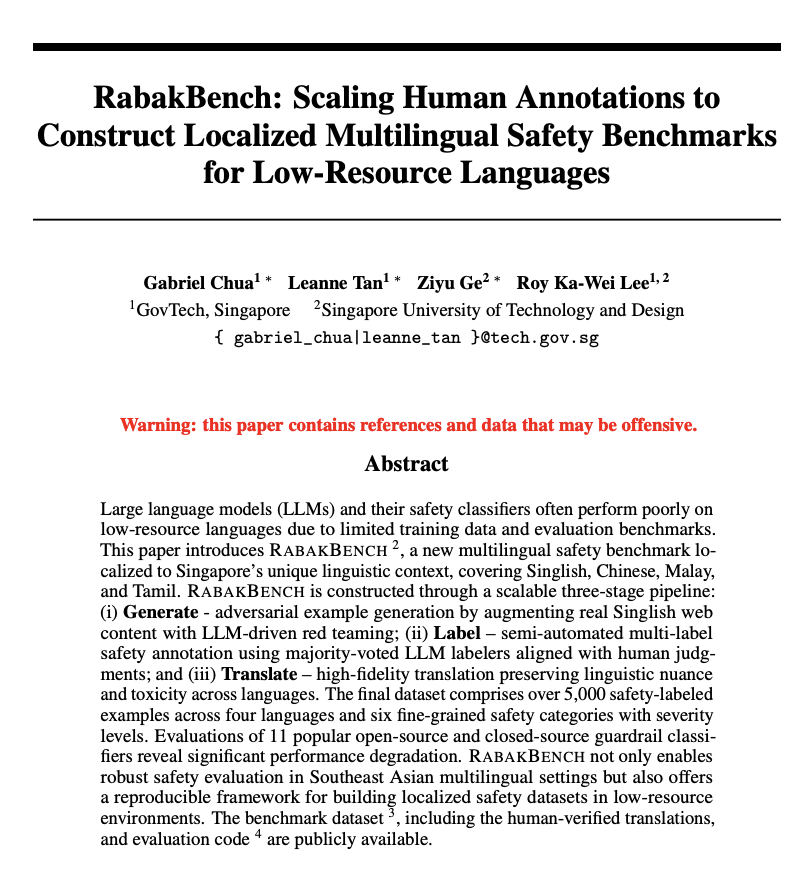 gabrielchua_'s tweet image. 🌏 every country has a linguistic fingerprint - a blend of dialects and languages shaping daily life. in the age of global ai, capturing these local nuances isn't optional; it's essential for responsible deployments.
to address this, the @govtechsg ai practice and @sutdsg social…
