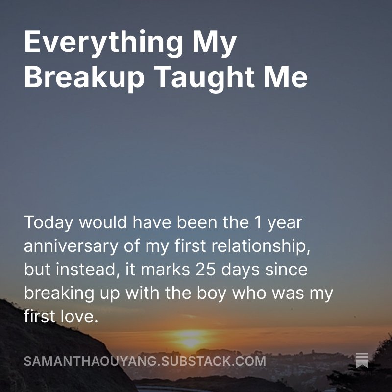 samanthaaouyang's tweet image. I usually take pictures
but sometimes I write
because sometimes it is more meaningful to explain in 1000 words
samanthaouyang.substack.com/p/everything-m…
