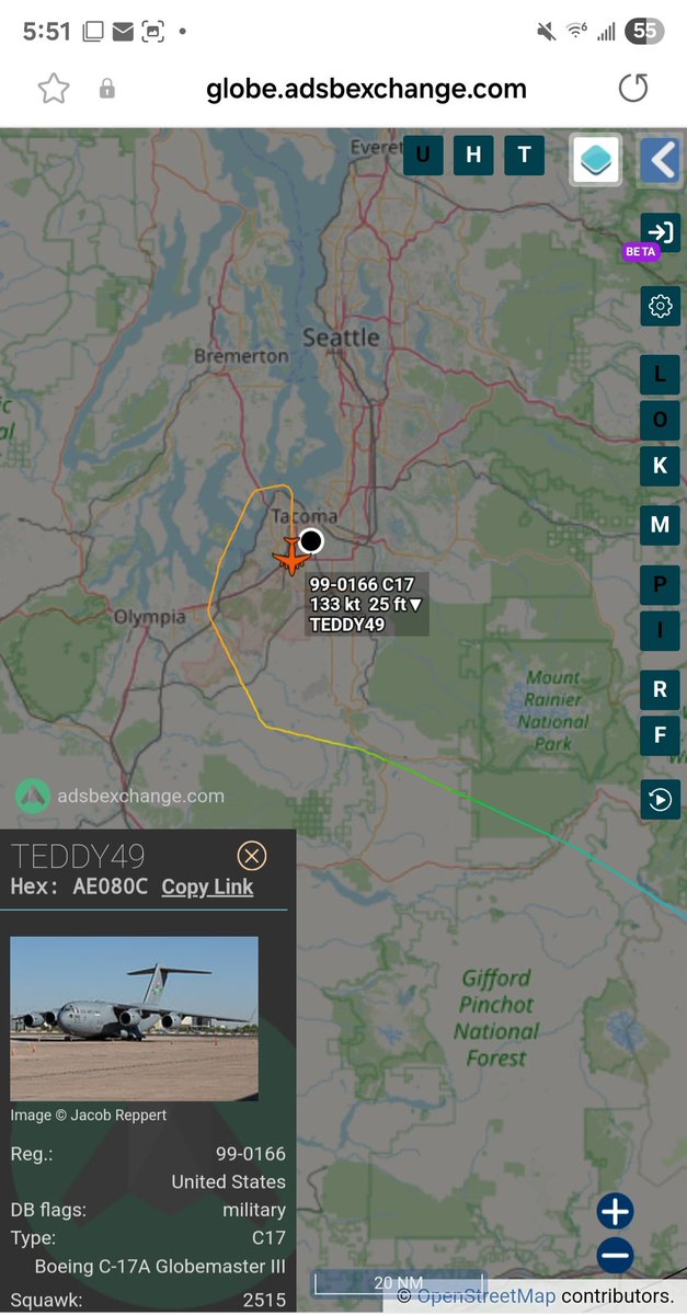 Borrowed7Time's tweet photo. USAF C-17A 99-0166 #AE080C as TEDDY49 departed San Antonio (Lackland), landing at JBLM.

(Too far away to rattle the house)
@sipjack1776 https://t.co/KLOA9ncCqe