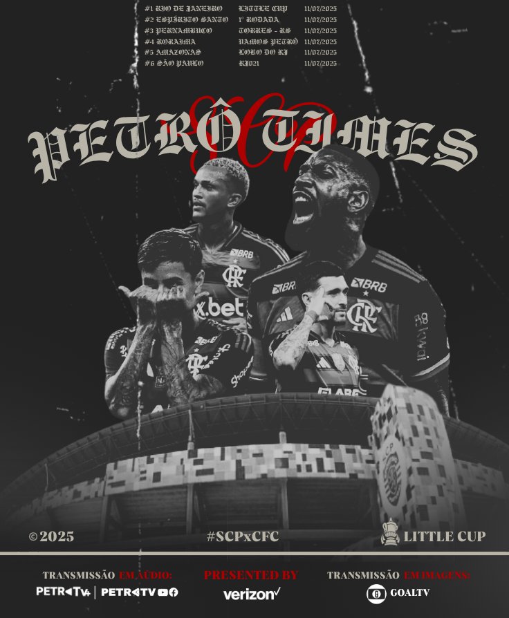 É amanhã, Nação! 🔴⚫️

O PETRÔ enfrenta o <a href="/camburi_fc/">Camburí F.C. 🇧🇳</a>, em La Fortaleza de Torres, às 17h30, pela <a href="/_LittleCUP/">Little Cup - Brasfoot</a>! Acompanhe a transmissão em áudio da PetrôTV e da PetrôTV+! 

#LoboDoRJ