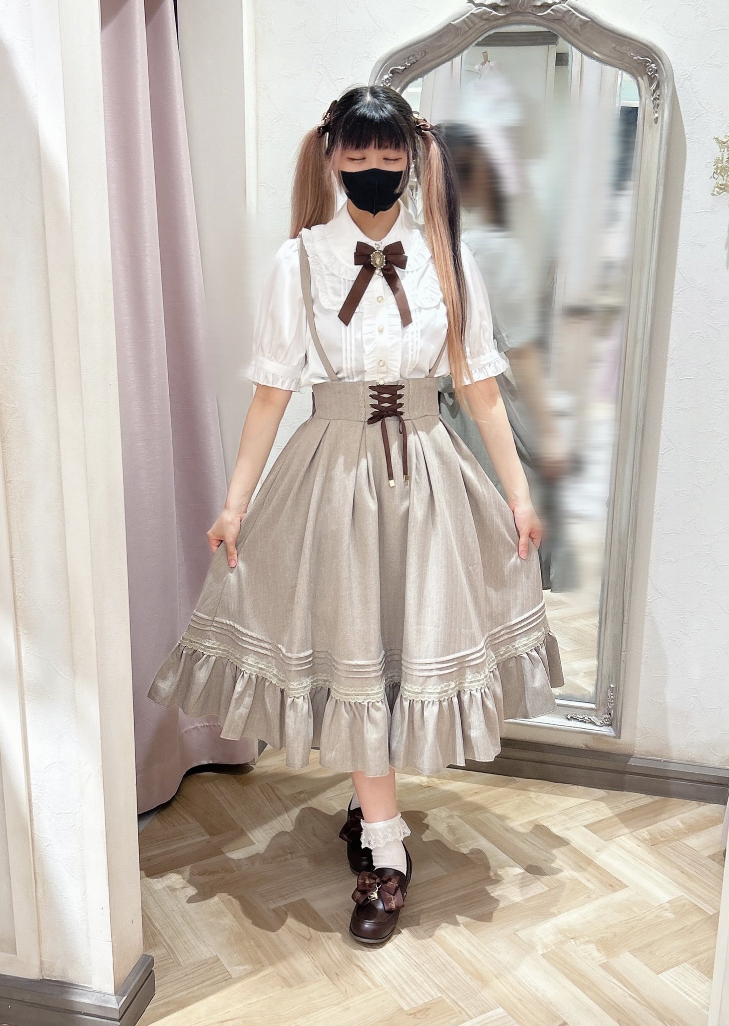 美品☆Classic Ladyバックルスカート/ Amavel Amavel / Classic Lady バックルスカート FREE グリーン H-25-05