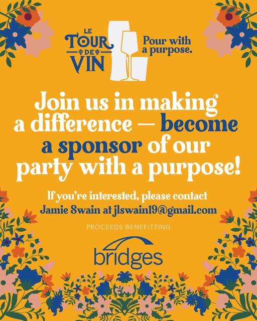 Norman Rotary (@normanrotary) on Twitter photo Be part of something meaningful. Le Tour de Vin is more than just a party—it’s a celebration that gives back. 🍺🍹🍷
💛 Sponsor our party with a purpose and support the incredible work of Bridges.
📩 Contact Jamie Swain at jlswain19@gmail.com about sponsorship opportunities. Be part of something meaningful. Le Tour de Vin is more than just a party—it’s a celebration that gives back. 🍺🍹🍷
💛 Sponsor our party with a purpose and support the incredible work of Bridges.
📩 Contact Jamie Swain at jlswain19@gmail.com about sponsorship opportunities.