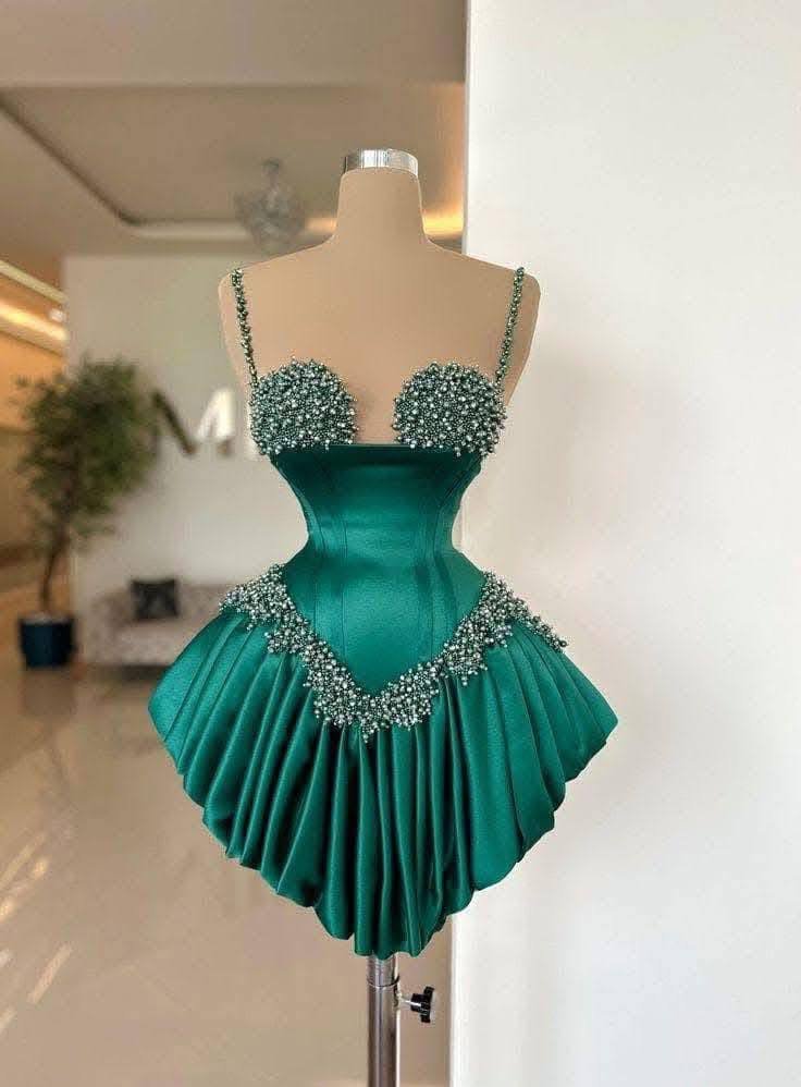 Stunning emerald dress with intricate beadwork🥰#fashion