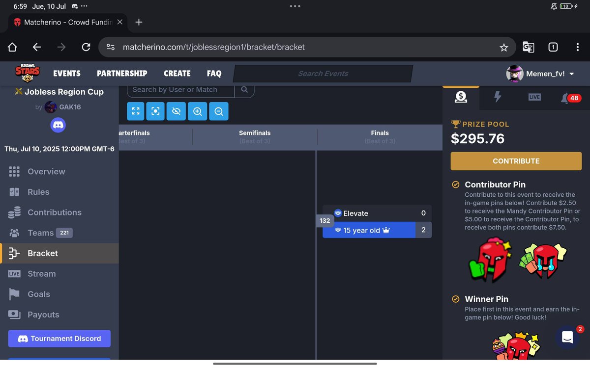 Won matcherino 300$