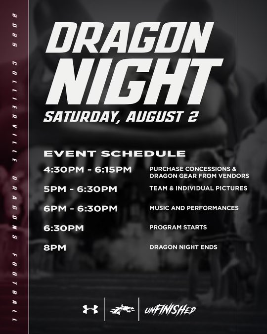 We are 3 weeks away from one of our favorite nights of the year for all of our football teams and community‼️ Come join us August 2nd for our annual Dragon Night see you there‼️‼️