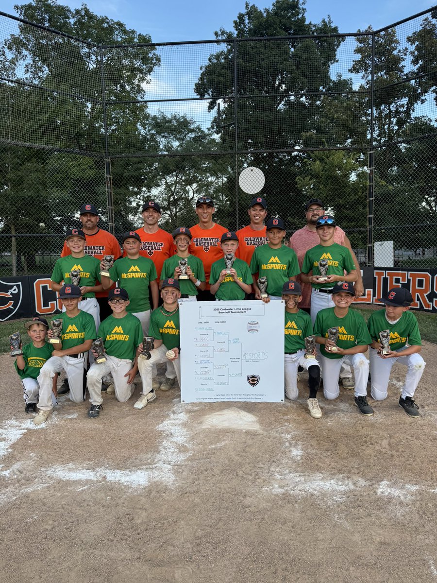 Congratulations to the 2025 Coldwater Little League Tournament Champions, McSports.  #GoCavs