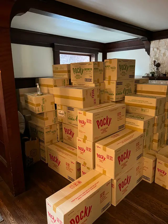at one point i owned half a million dollars worth of pocky and i gave most of it away at a party
