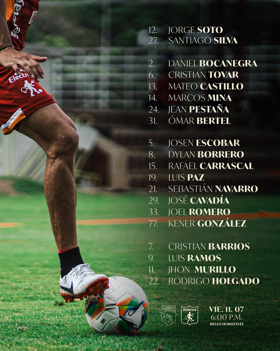 AmericadeCali's tweet photo. 📋 Los convocados por el profesor Gabriel Raimondi para nuestro debut en la Liga BetPlay 2025-II. ⚽️

🔜 Mañana
⌚️6:00 p.m.
🏟️ Bello Horizonte
📺 @WinSportsTV 

#AméricaEsLaRazón 👹 https://t.co/kVXUJPP0dd