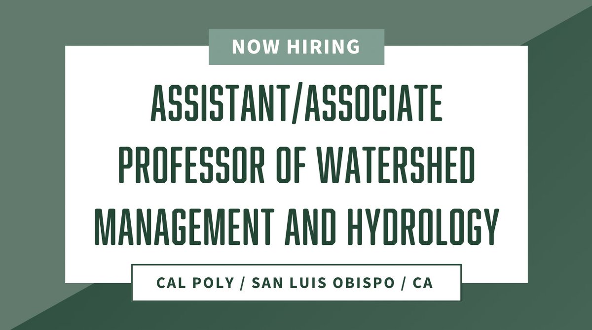#NowHiring Assistant/Associate Professor of Watershed Management and Hydrology. To see the full position description, click here: bit.ly/4lfuPOq