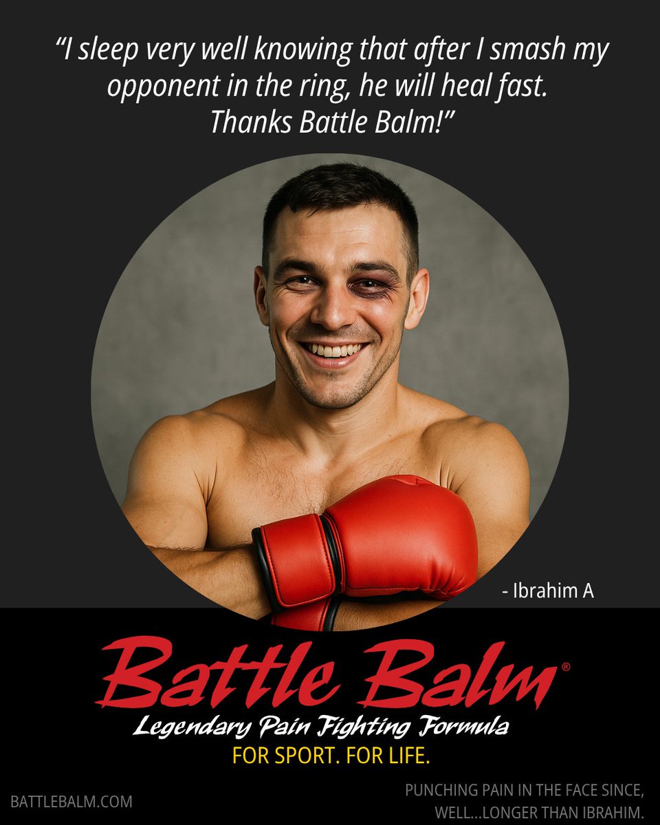 A testimonial from another happy Battle Balm customer! You've got a great smile, Ibrahim! And you've still got all your teeth this far into your career! Congrats! 
If you need fast, effective topical pain relief, try Battle Balm for yourself. Or send it to your competition.
Use