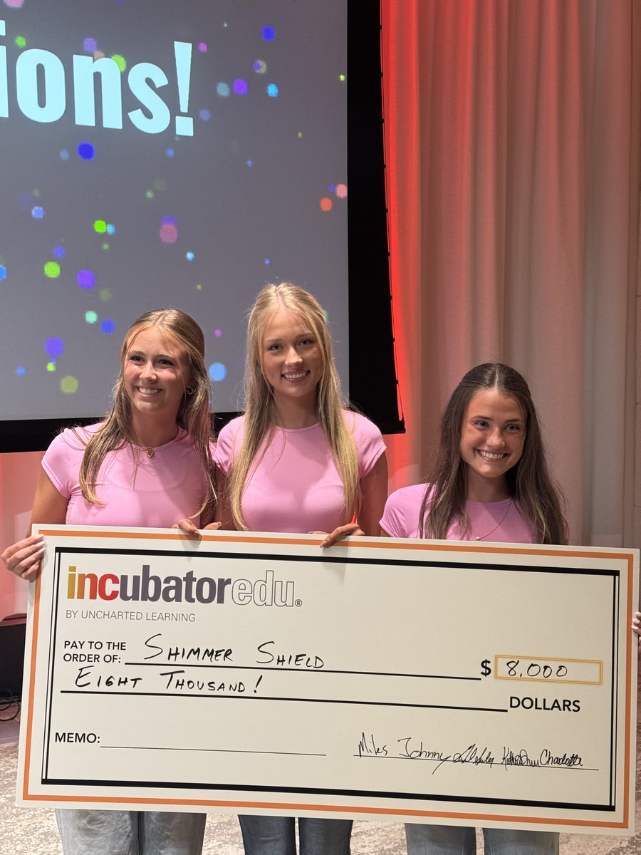 👏👏👏 Meet the champions! Prospect High School's Shimmer Shield team—Molly Beyna, Neve Pomis, &amp; Lexi Kuzak—took 1st place at the National INCubatoredu Pitch Competition today!