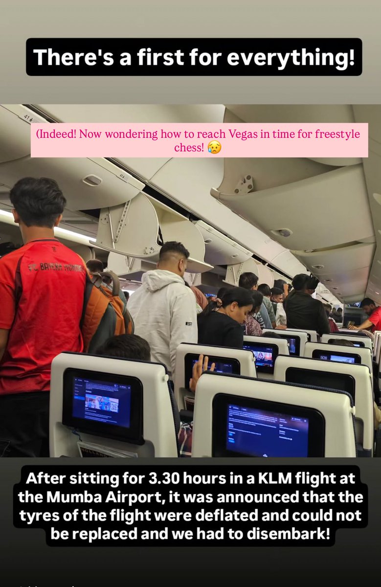 viditchess's tweet image. Was flying to Vegas for freestyle chess and Flight got cancelled after boarding the aircraft @KLM ….