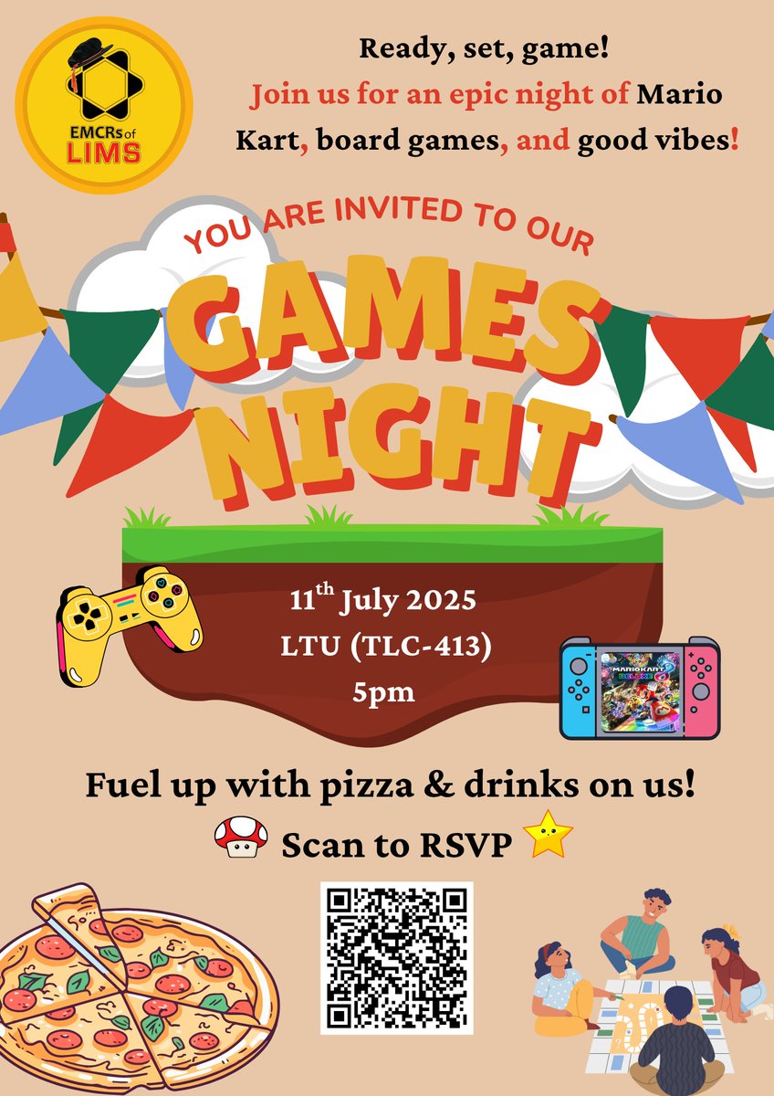 Having a bad week? 🎮 Come unwind at the EMCRs of LIMS Games Night  TONIGHT 5PM onwards in TLC-413!
Mario Kart, board games, free pizza &amp; drinks. All vibes, no stress. 
<a href="/LIMSLTU/">La Trobe Institute for Molecular Science</a> <a href="/SABE_latrobe/">La Trobe Agriculture, Biomedicine & Environment</a>