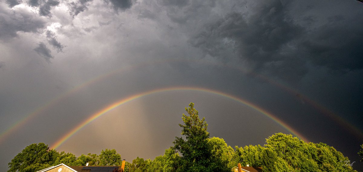 Stormy night ahead, Double rainbow just before tonight’s sunset.