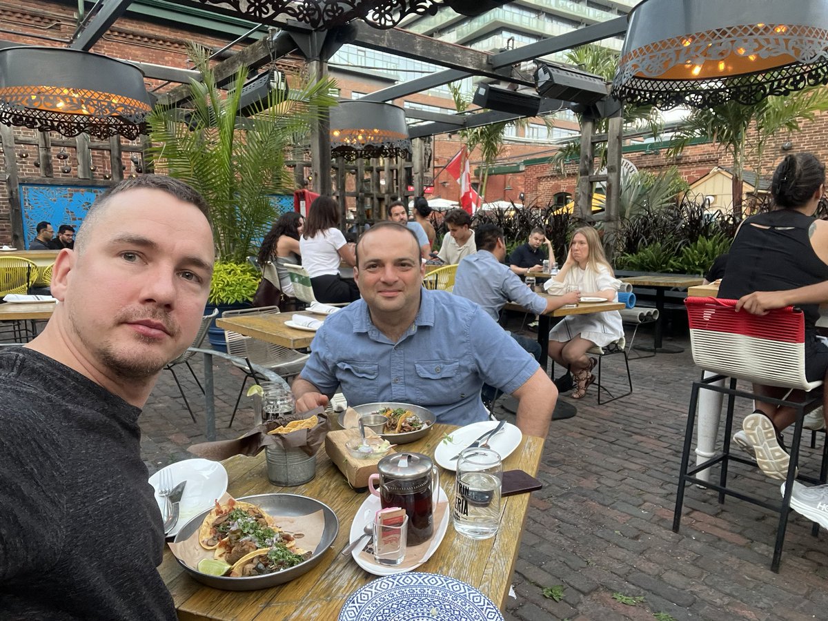 Eli Aleyner (@ealeyner) on Twitter photo Tacos and Compose? Welcoming <a href="/shelajev/">Oleg Šelajev 🇪🇪🧊🐳</a> to Toronto to celebrate Docker Offload and scheming the next thing.. Tacos and Compose? Welcoming <a href="/shelajev/">Oleg Šelajev 🇪🇪🧊🐳</a> to Toronto to celebrate Docker Offload and scheming the next thing..