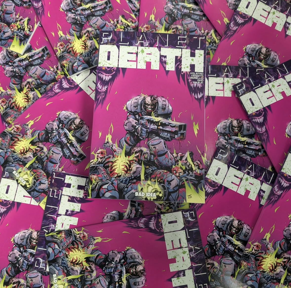 TCannonComics's tweet image. New cover for @badideahello ‘s Planet Death. Exclusive to @BorderlandsCG
