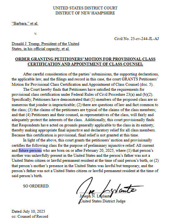 FUTURE PERSONS GRANTED LEGAL STANDING AS A CLASS

Every single pro life group needs to file lawsuits now on behalf of future persons for legal injunctive relief against abortion