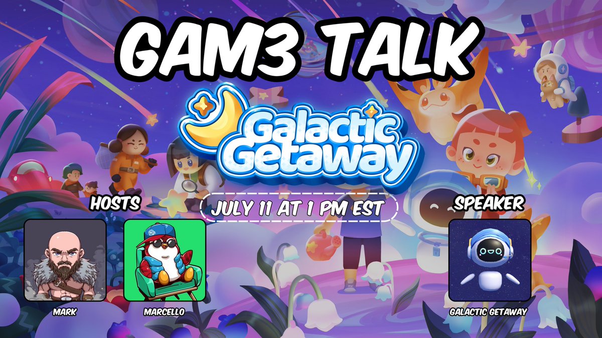 GAM3TALKMAG's tweet image. GAM3 TALK ft. @playgalacticgwy
Join our hosts @KingSnooch_ttv and @Marcell0x1 with the team behind Galactic Getaway, where you get to create your own planet solo, or with friends!
🗓️ Friday, July 10th at 1pm EST/5pm UTC
Live on X! Tune in here!