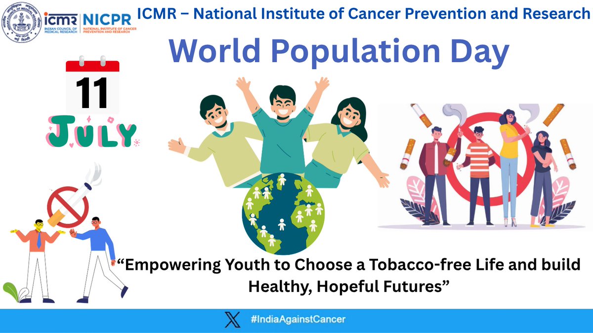 ICMR-NICPR (Preventing Cancer. Saving Lives) (@nicpr_noida) on Twitter photo #WorldPopulationDay
👫 Empowering Youth to Choose a #Tobacco/#Nicotine Free Life & Build Healthy and Hopeful Futre!
<a href="/ICMRDELHI/">ICMR</a>
<a href="/DeptHealthRes/">Department of Health Research, MoHFW</a> <a href="/MoHFW_INDIA/">Ministry of Health</a> <a href="/drshalini_icmr/">@Dr Shalini Singh</a> <a href="/UNFPAIndia/">UNFPA India</a> <a href="/UNFPA/">UNFPA</a> #WorldPopulationDay
👫 Empowering Youth to Choose a #Tobacco/#Nicotine Free Life & Build Healthy and Hopeful Futre!
<a href="/ICMRDELHI/">ICMR</a>
<a href="/DeptHealthRes/">Department of Health Research, MoHFW</a> <a href="/MoHFW_INDIA/">Ministry of Health</a> <a href="/drshalini_icmr/">@Dr Shalini Singh</a> <a href="/UNFPAIndia/">UNFPA India</a> <a href="/UNFPA/">UNFPA</a>