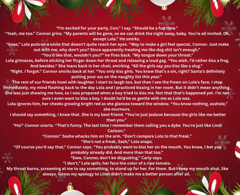 Another snip from The Naughty List. TW: for bullying and homophobia. 🎄🎅🏻🎁
